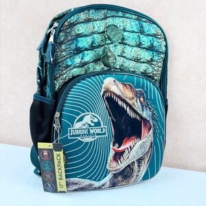 Jurassic World Kids Dinosaur Backpack 17'' Shoulder Strap Water Resistance NWT